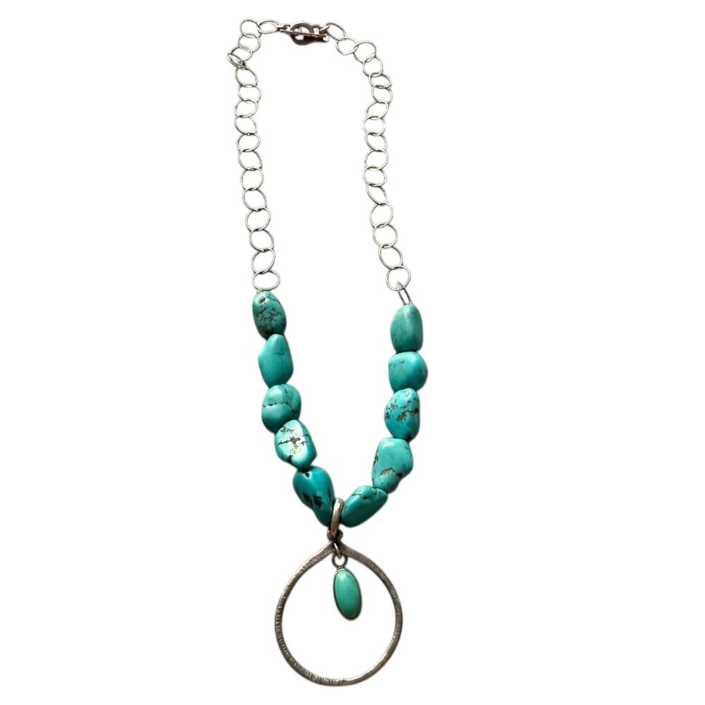 Peyote Bird 925 Sterling Silver Turquoise Stone Necklace